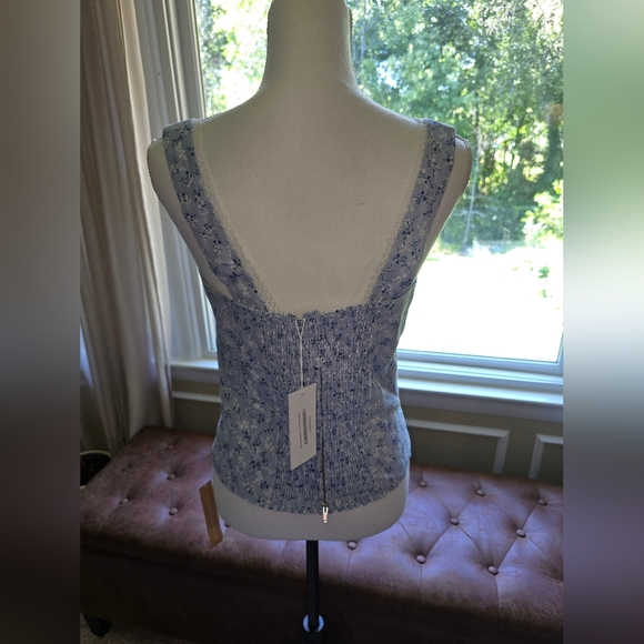 NWT, Reformation, Blue and White Corset Blouse, Size 10 - Picture 2 of 3